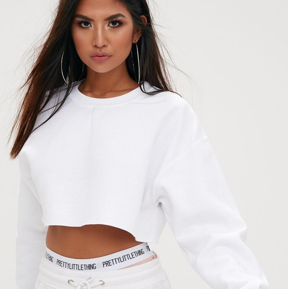 White Cropped Sweatshirt